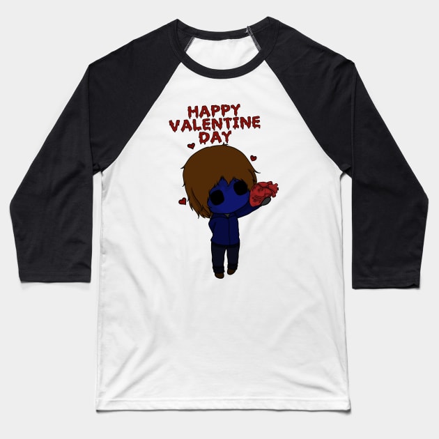 Creepypasta Eyeless Jack valentine day Baseball T-Shirt by LillyTheChibi